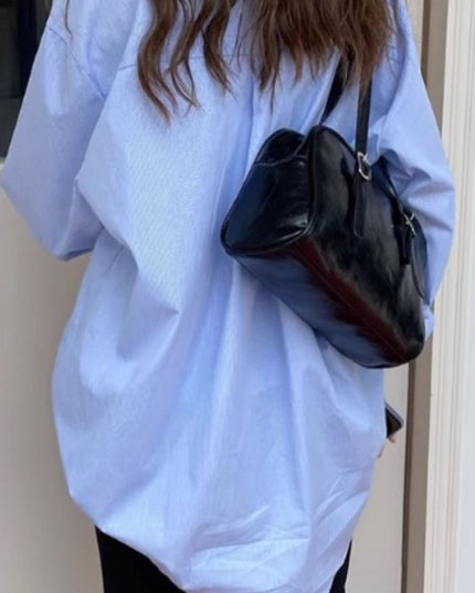 Glossy Buckle Shoulder Bag